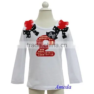 Pirate Hat Bling Red 2nd Birthday White Long Sleeves Top 3M-7Y thumbnail-1