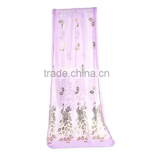 Imitation Silk Scarves & Wraps Rectangle Golden Purple Peacock Custom Scarf thumbnail-1