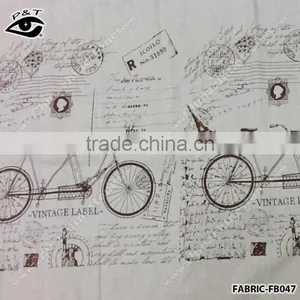 Wholesale Linen Fabric Bicycle Pattern Fabric for Household thumbnail-1