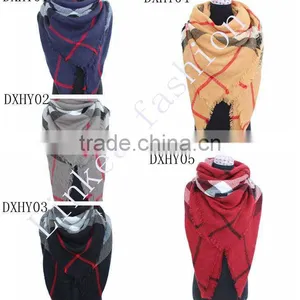 2017 New Arrival Za Design Over 140 Colors Oversize Women Winter Acrylic Wrap Shawls Square Plaid Blanket Scarf thumbnail-1
