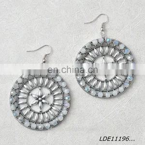 New Design Hollow Disc Crystal Earring Big Round Flower Earring thumbnail-4