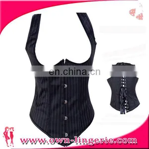 Wholesale No Cup Corset Black Stripe Waist Training Corsets thumbnail-1