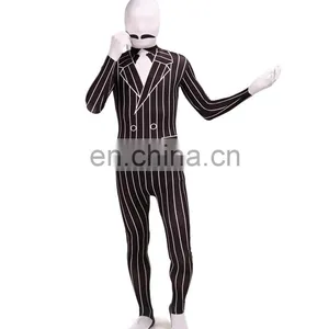 White & Black Spandex Slender Business Zentai Suit Stripe Unisex For Adult thumbnail-3