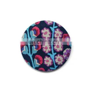 Hot Selling Floral Printing Fabric Covered Pocket Mirror thumbnail-1