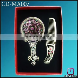 Hot Fashion Gift Makeup Comb and Mirror Set With Stone Antique CD-MA007 thumbnail-1
