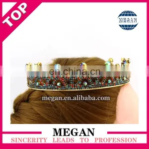 Round Full Jewelry Rhinestone Hair Crowm Wedding Cake Topper Bride Tiara Wholesale thumbnail-3