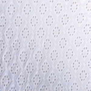 Keqiao Cotton Fabric for Dresses Embroidered White Cotton thumbnail-2