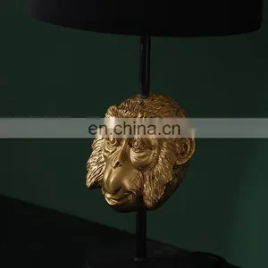 China Wholesale Classical Animal Monkey Head Shape Resin Base Gold Desk Lights for Hotel Home Decor thumbnail-4