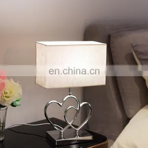 Novel Love Theme Heart Shape Custom Table Decoration Metal Base Hotel Custom Bedside Lamp With Logo thumbnail-6