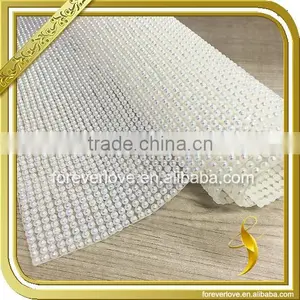 White Beads Crystal Hot Fix Rhinestone Mesh for Straps FRM-239 thumbnail-1