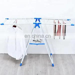 Online Shopping Folding Houseware Gullwing Clothes Drying Rack Foldable Standing Clothes Rack thumbnail-4