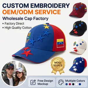 Custom Made Hat OEM Service 3D Puff Star Embroidery National Flag Cotton Baseball Cap thumbnail-1