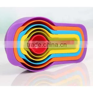 Amazon Supply FDA Approved Rainbow Plastic Powder Carved Measuring Spoons and Cups Set of 6pcs 138g ABS Measuring Spoons thumbnail-6