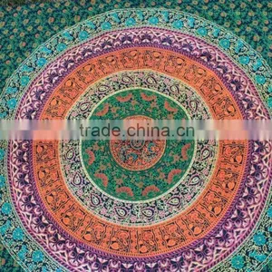Elephant Sun Moon Turtle Cotton Printed Bed Sheets With Fringes thumbnail-2