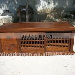 Chinese Antique Furniture Elm Wood Beijing Modern Two Door Two Drawers Cabinets thumbnail-1
