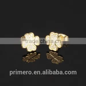 Temperament Fashion 18K Gold Plated Clover Earrings Findings Wholesale thumbnail-4