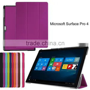Hot Sale Hor Press Ultra Thin Flip Leather Case for Mircosoft Surface Pro 4 Flip Leather Cover Case thumbnail-4