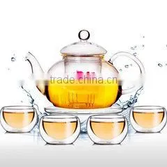 Crystal Handmade Double Wall Glass Teapot thumbnail-1