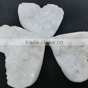 Natural Jewelry Accessory Agate White Druzy Heart Shape Pendant Loose Stone thumbnail-5