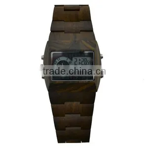 Bewell Wood Material Day Date Month Watch Movement Date Watches Digital Wood Watch thumbnail-6