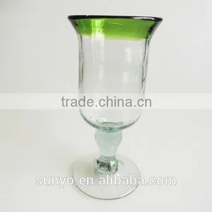 Handmade Solid Green Colored Short Stem Juice Water Glasses Drink Cup thumbnail-1