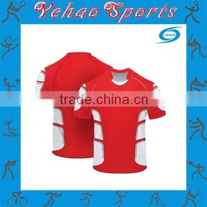 Oem Red White Sublimated Rugby Jersey thumbnail-1