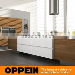 New Design Modern White and Wood Grain All-Island Whole Kitchen Cabinet Set thumbnail-2