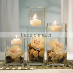 Clear Square Glass Tea Light Candle Holders thumbnail-1
