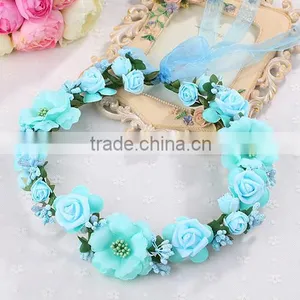 New Natural Touch Artificial Flower Foam Head Wreath for Wedding Bridal Headdress Wedding Flower Headband Flower thumbnail-2