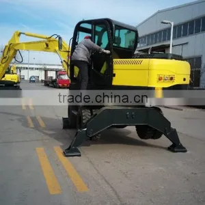 12T Wheel Excavator With Big Power Engine , A/C, Good Quality for Sale thumbnail-1