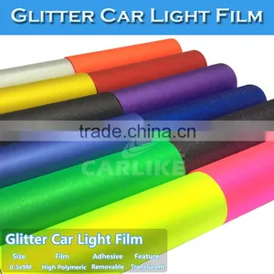 Most Populal Glitter Lemon Yellow Car Headlight Wrapping Sticker Foil thumbnail-4