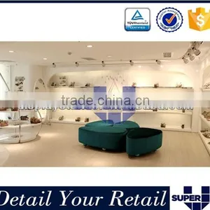 Shoes Store Wall Display Cabinet With Led Wooden 5 Tier Shelf thumbnail-6