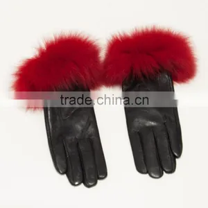 Sheep Leather Gloves With Fox Fur Trim thumbnail-2