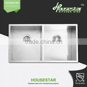 Modern Kitchen Designs Housestar Sink 304 Stainless Steel Kitchen Sink Handmade R15 Corner Basin for Washing With Grid R15-3118 thumbnail-2