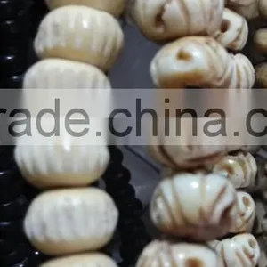 Handmade and Hand Carved Bone Beads in White Colours Made in Size 6 mm and Larger as per Client Requirements thumbnail-1