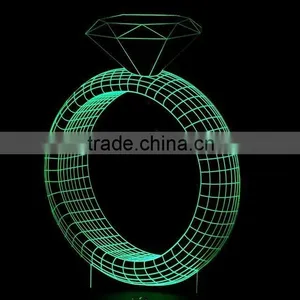 3D Optical Illusion Diamond Ring Night Lamp Night Light 10 Colorful LEDs Ultra-thin Acrylic Light Panel AA Battery or DC 5V thumbnail-3