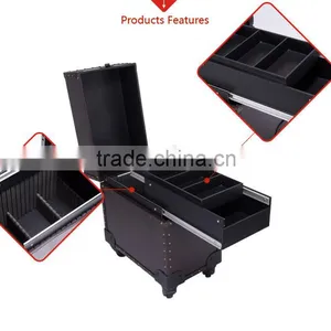 2016 Cheapest Professional PVC Rolling Cosmetic Makeup Case Beauty Box thumbnail-4