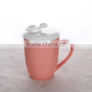 400ml 14oz Ceramic Coffee Mug With Lid Solid Color Tea Cup With Cover Solid Color Factory Directly Sale thumbnail-6
