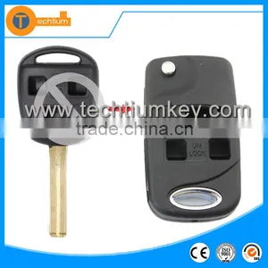 High Quality 3 Button Flip Key Shell With Logo and Chip Groove and Uncut Blade for Lexus Rx300 Is250 Rx350 Gs300 thumbnail-1