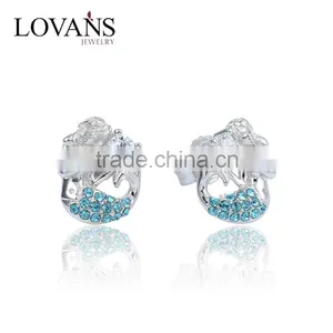 Wholesale Mermaid Jewelry Blue Crystal Sterling Silver Charms Earrings thumbnail-1
