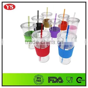 24oz Single Wall Plastic Drinking Mug With Lid and Sleeve thumbnail-1