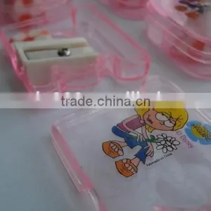 Custom Cartoon Letter Shaped Pencil Sharpener With Pencil Football Eraser thumbnail-1