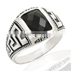 925K Sterling Silver Greek Traditional Men Ring thumbnail-1