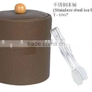 Elegant Hotel Supplies Leather Covered Stainless Steel Ice Bucket thumbnail-1