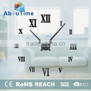 DIY 3D Large Silver or Black Color Luxury Home Decor Mirror Wall Clock thumbnail-1