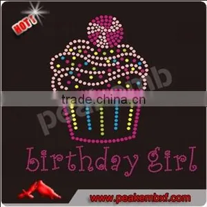 Bling Iron Transfer Rhinestone Birthday Girl Hotfix Custom Motif in Girls Clothing Sets thumbnail-1