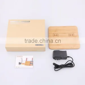 Eco-friendly Bamboo Qi Wireless Charger Dual Charging Pad For Samsung Galaxy S7, S7 Edge, S6, S6 Edge, Note5 / Moto Droid Maxx thumbnail-1