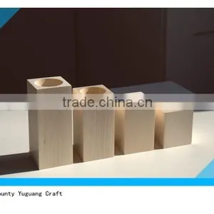 Set of 4 Wooden Candlesticks, Unfinished Items thumbnail-3
