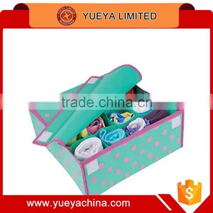 Lovely Spotted Folding Mint Green Underwear Storage Box Cae With Cover thumbnail-1