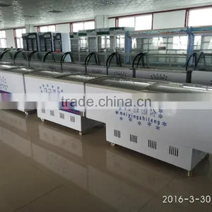 2016 High Quality Commercial Glass Top 568L/618L/818L Meat Freezer Seafood Display Freezer for Supermarket Fish Display Cabinet thumbnail-4